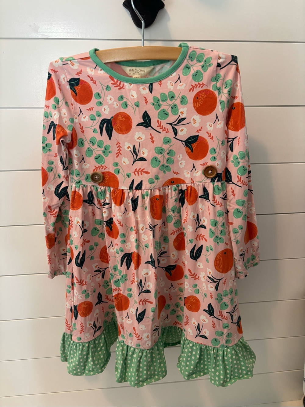 Matilda Jane Pink Dress with Orange Fruit & Green Trim